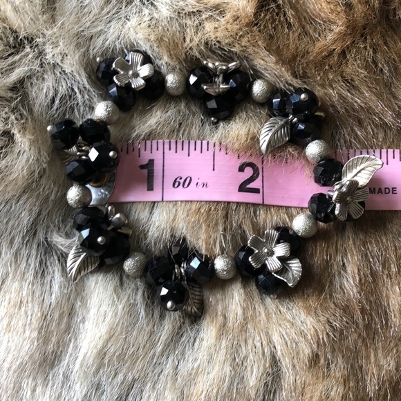 Metal & Acrylic Beaded Stretch Bangle Bracelet - Picture 4 of 4